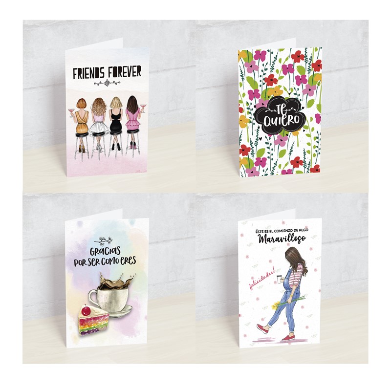 POSTALES HAPPY MOTS PK-PT-FEL FELICITACIONES MODELOS VARIADOS