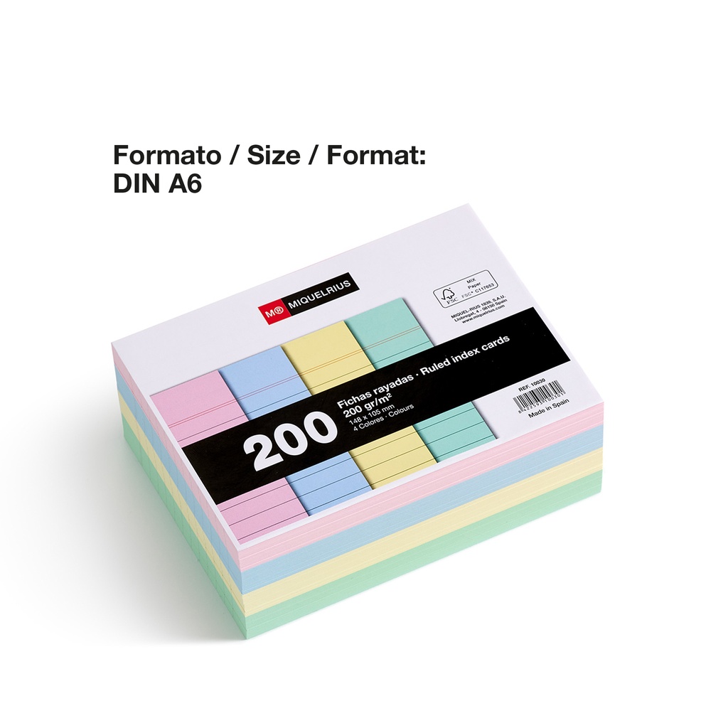 PAQUETE MR10030 200 FICHAS COLOR A6 105X148 HOR MR