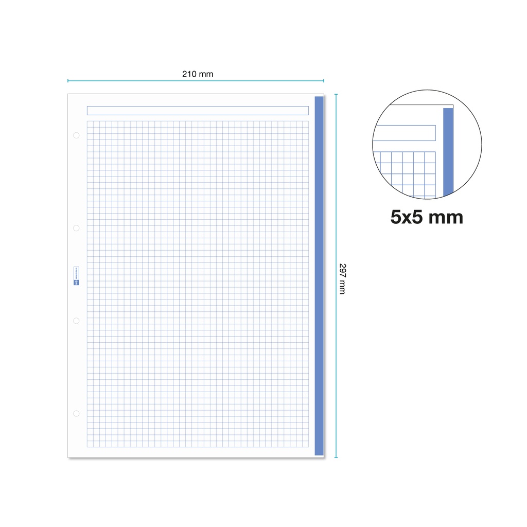 RECAMBIO MR7421 NOTEBOOK 1 A4 100h 70gr 4 TALADROS CUADRIC.5x5 AZUL