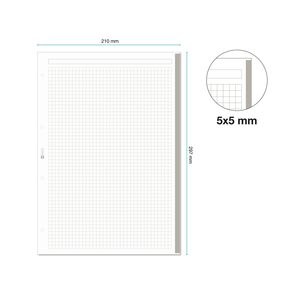 RECAMBIO MR7423 NOTEBOOK 1 A4 100h 70gr 4 TALADROS CUADRIC.5x5 GRIS