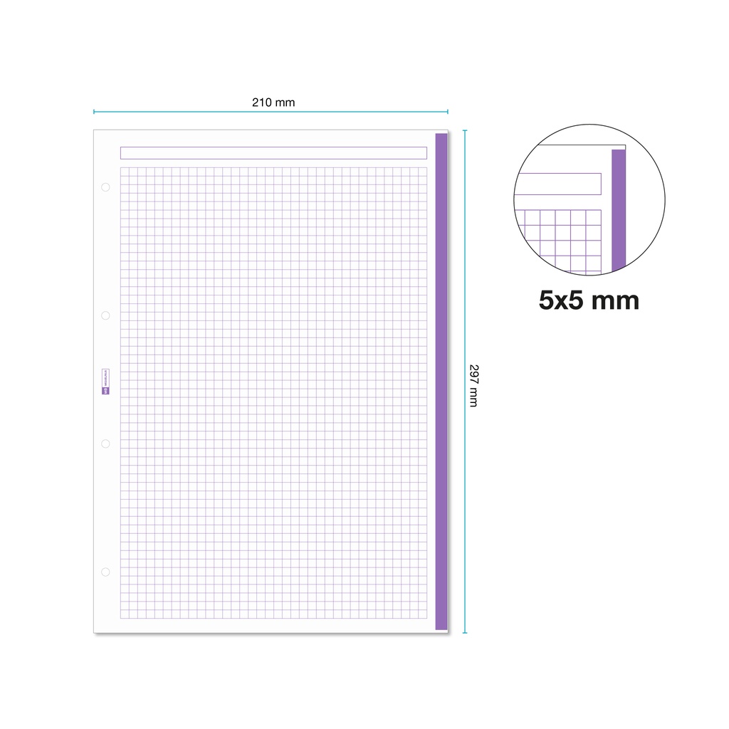 RECAMBIO MR7427 NOTEBOOK 1 A4 100h 70gr 4 TALADROS CUADRIC.5x5 VIOLETA