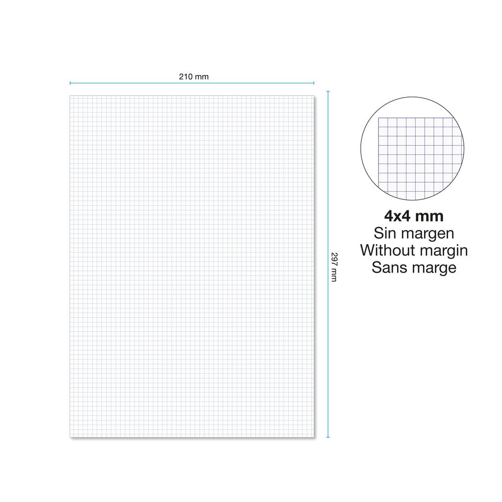 RECAMBIO MR9013 A4 100 H. CUADRICULA S/MARGEN