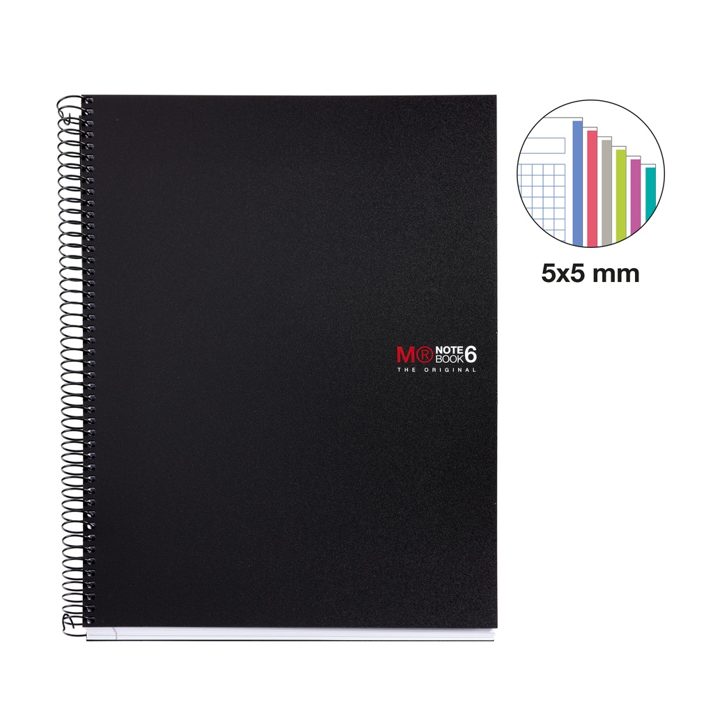 CUADERNO MR2824 NOTEBOOK 6 micro.tapa PP A4 150h CUADRIC.5x5 NEGRO