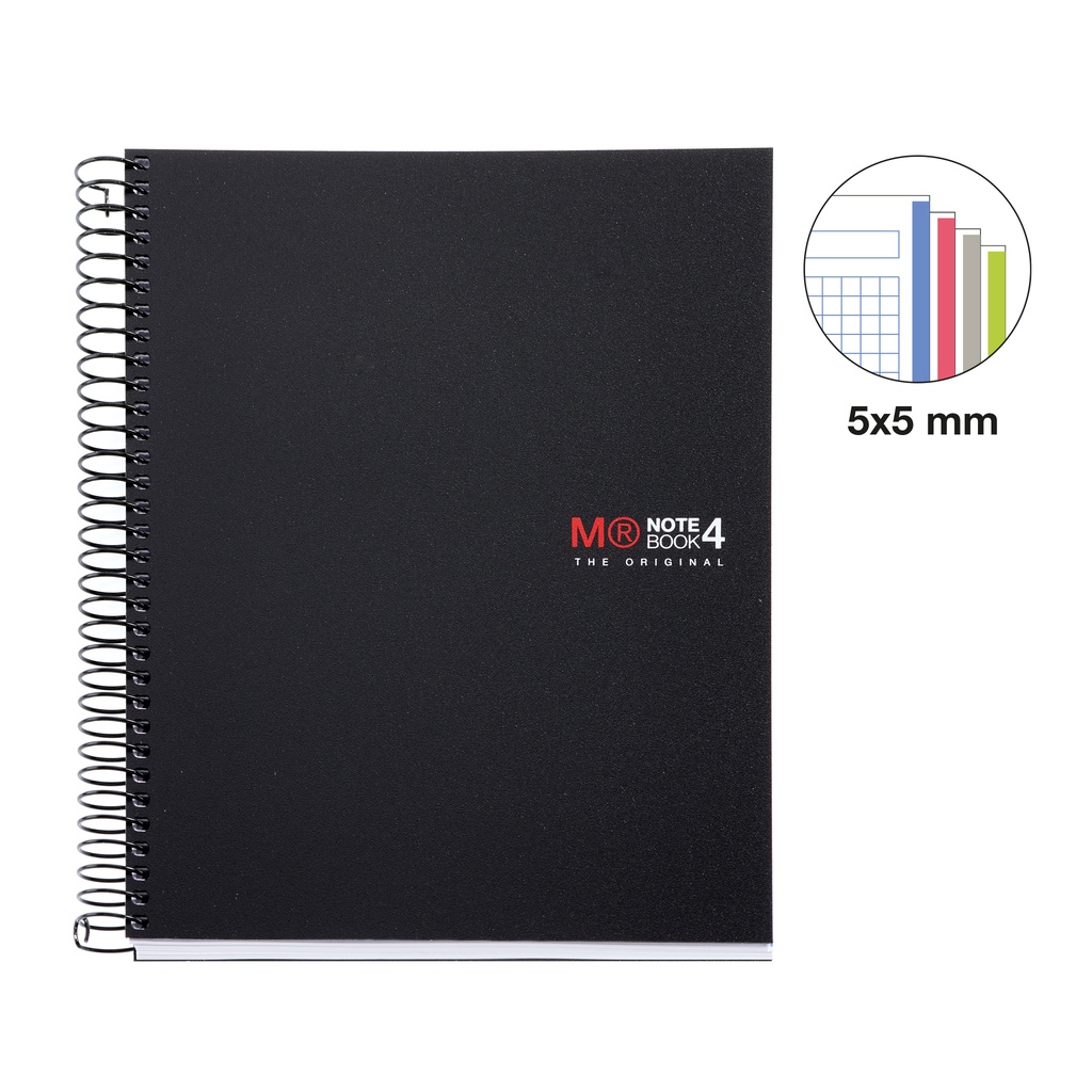 CUADERNO MR 47142 NOTEBOOK 4 micro.tapa PP A5 140h CUADRIC.5x5 BASIC NEGRO