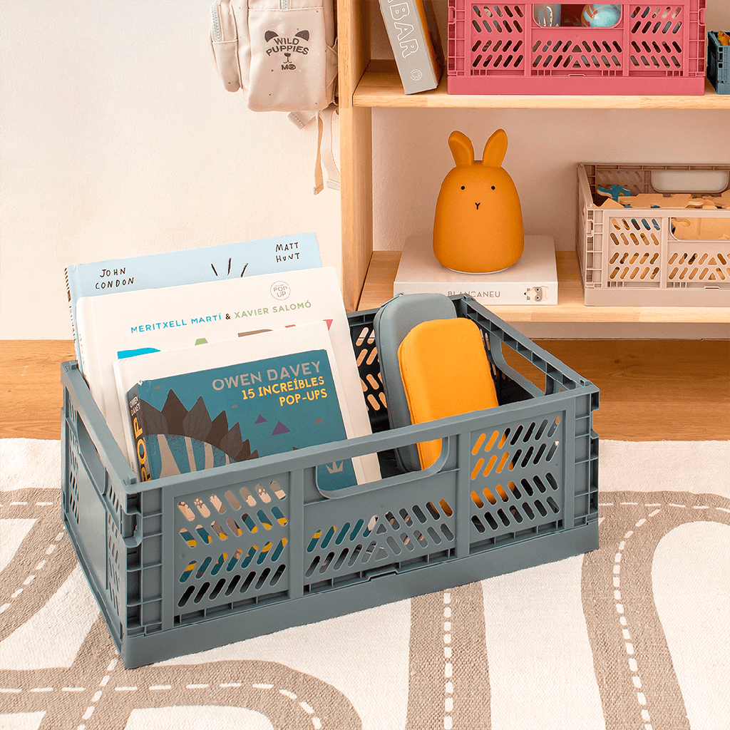 PACK 1 CAJA APLI 19558 PLEGADAS Y APILABLES 43X29X16 MM. AZUL