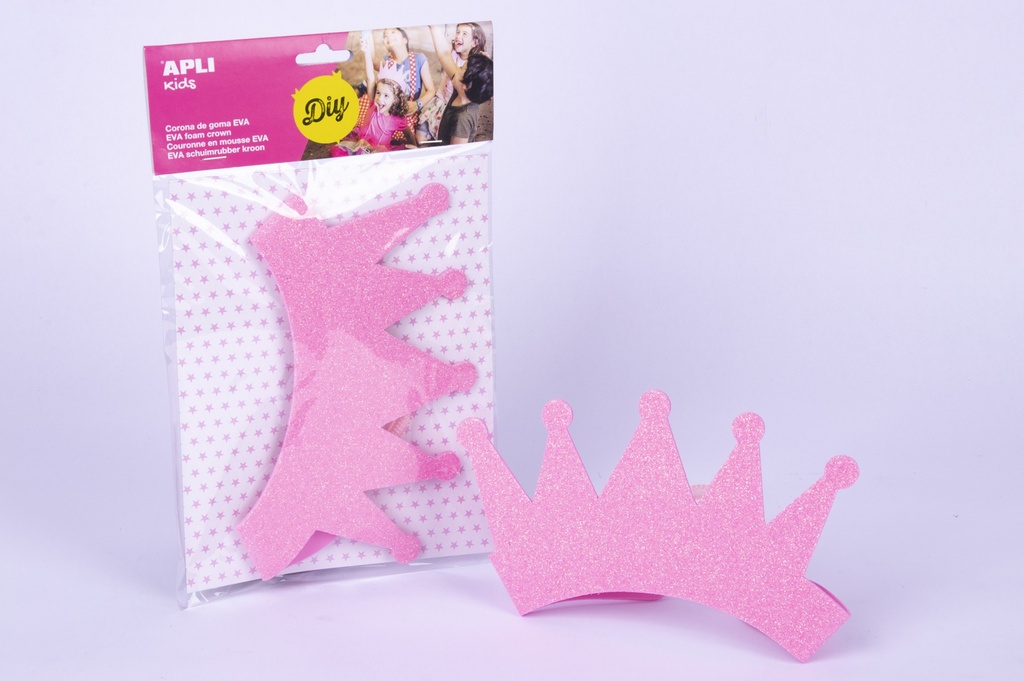 CORONA APLI 13705 GOMA EVA PURPURINA ROSA