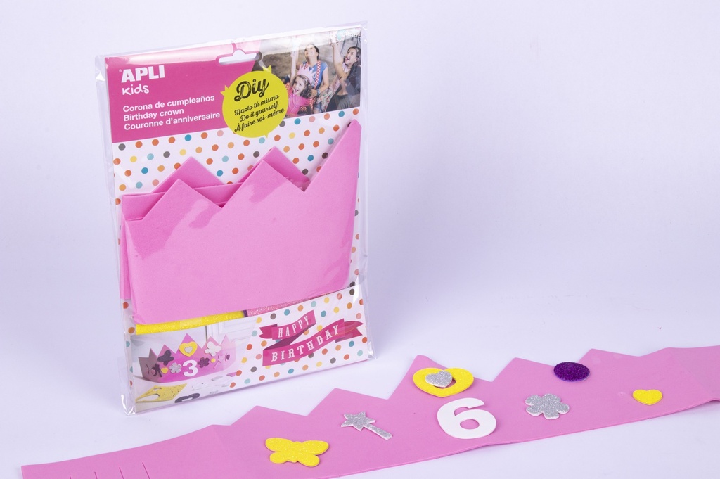 CORONA APLI 14479 GOMA EVA CUMPLEAÑOS ROSA