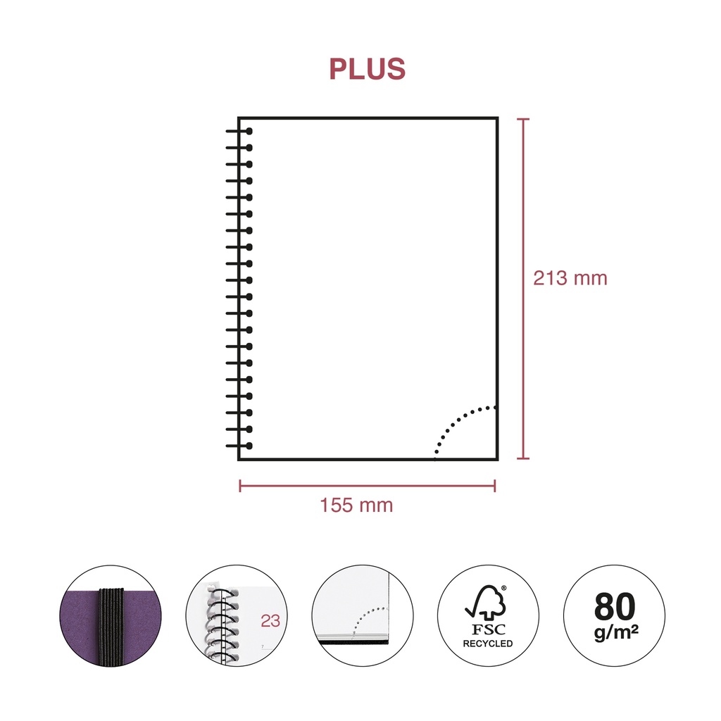 AGENDA MR34462 ESPIRAL PLUS S/V-CAT RECY.PURPURA 25