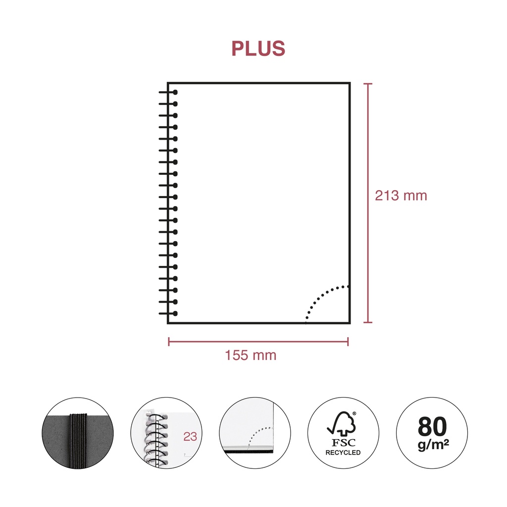 AGENDA MR34463 ESPIRAL PLUS S/V-CAT RECY.NEGRO 25