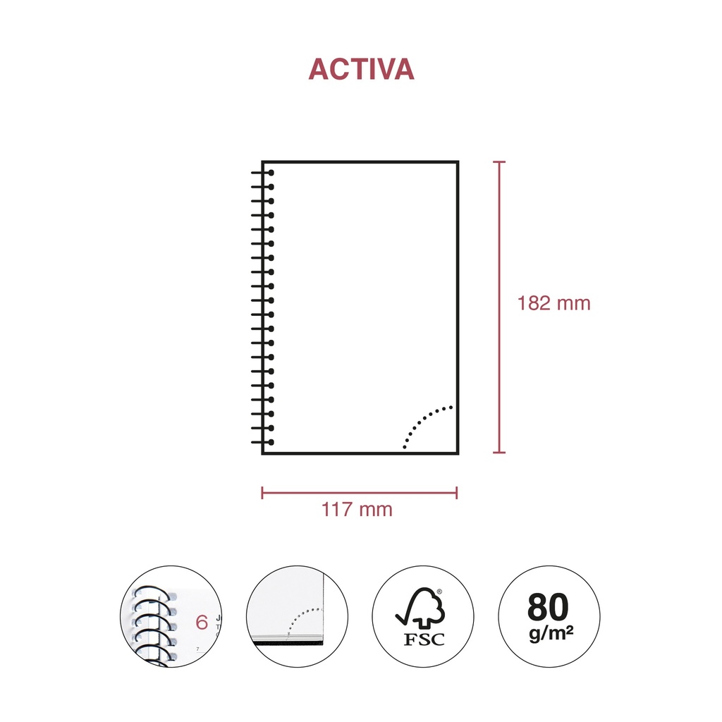AGENDA MR38820 ESPIRAL ACTIVA S/V-CAT PP CITY NEGRO25