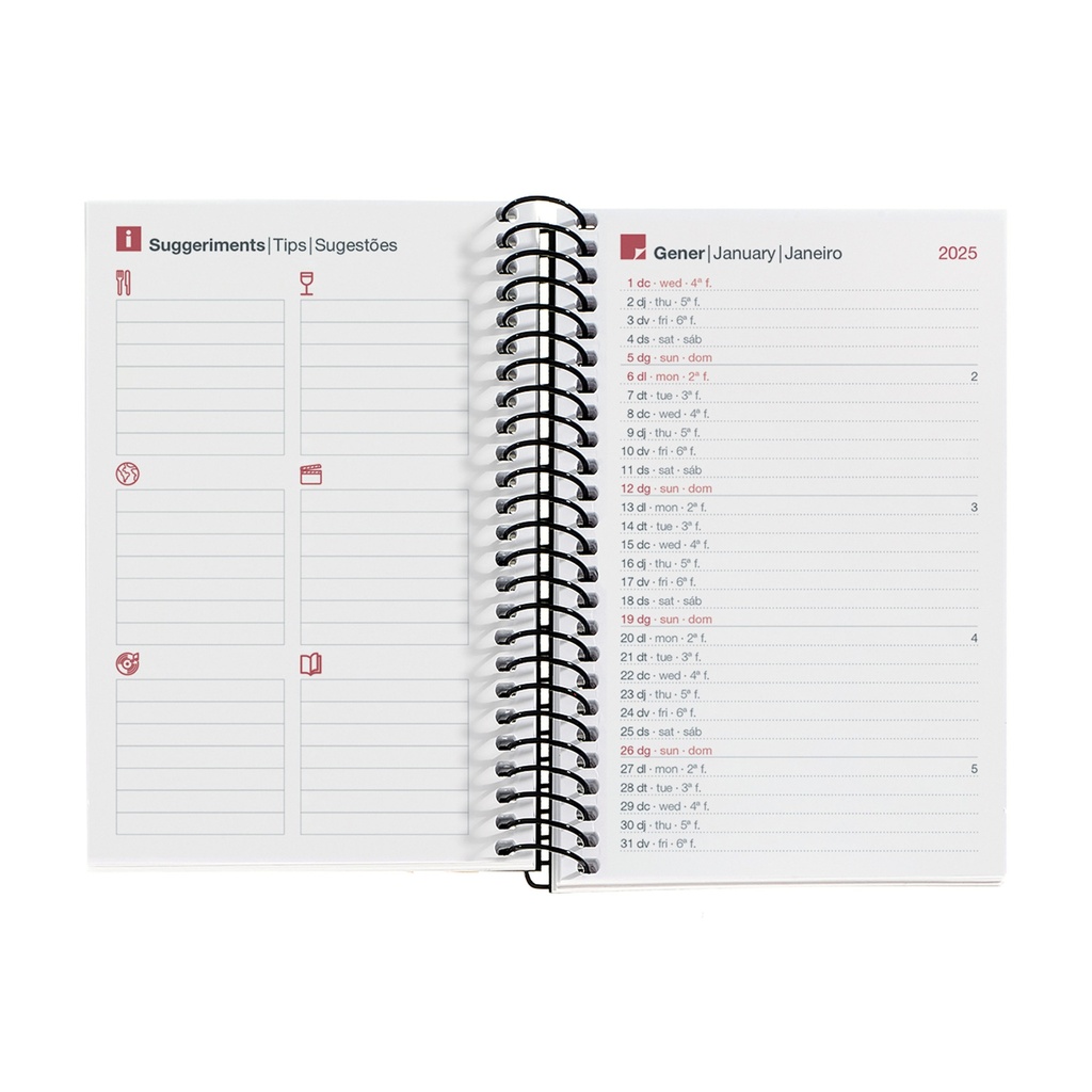 AGENDA MR39437 ESPIRAL CADDY D/P-CAT PP CITY ROJO 25