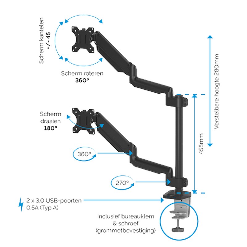 BRAZO 8043401 PARA MONITOR DOBLE EN VERTICAL PLATINUM SERIES™