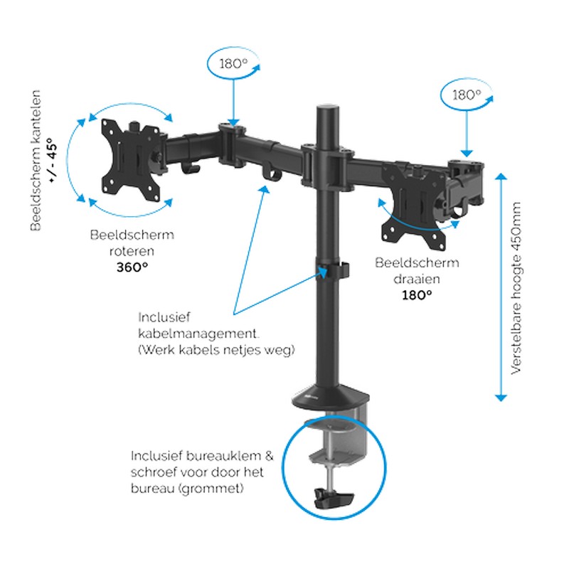 BRAZO FELLOWES 8502601 MONITOR DOBLE REFLEX SERIE TM NEGRO