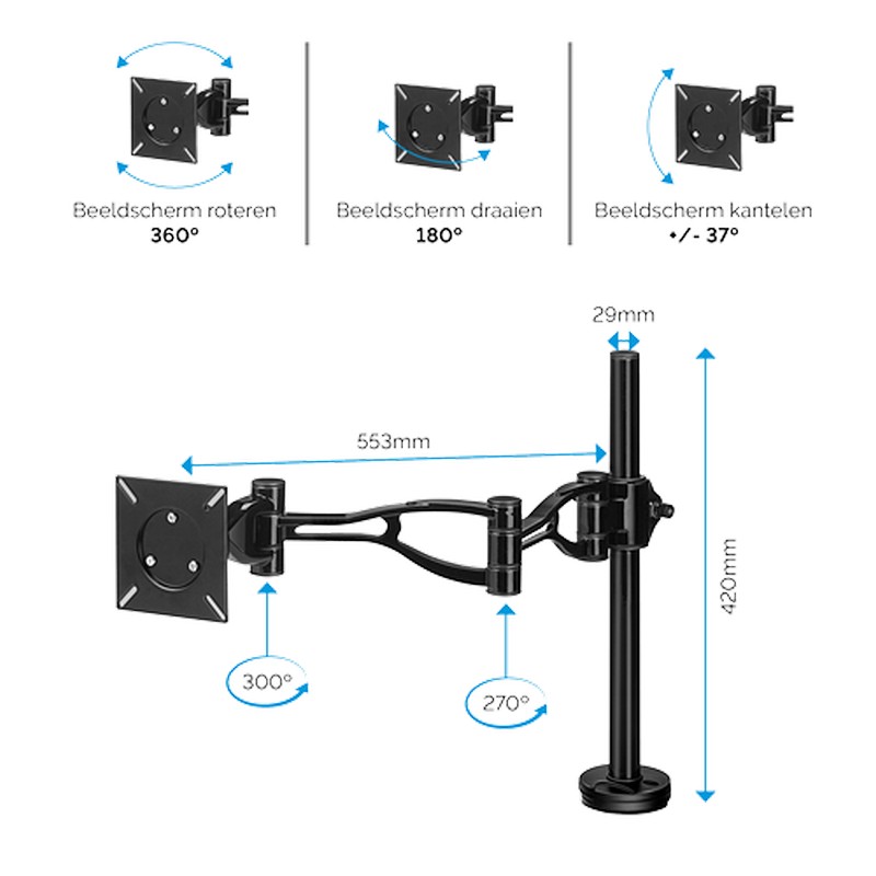 BRAZO FELLOWES 8041601 MONITOR PROFESSIONAL SERIES™ NEGRO
