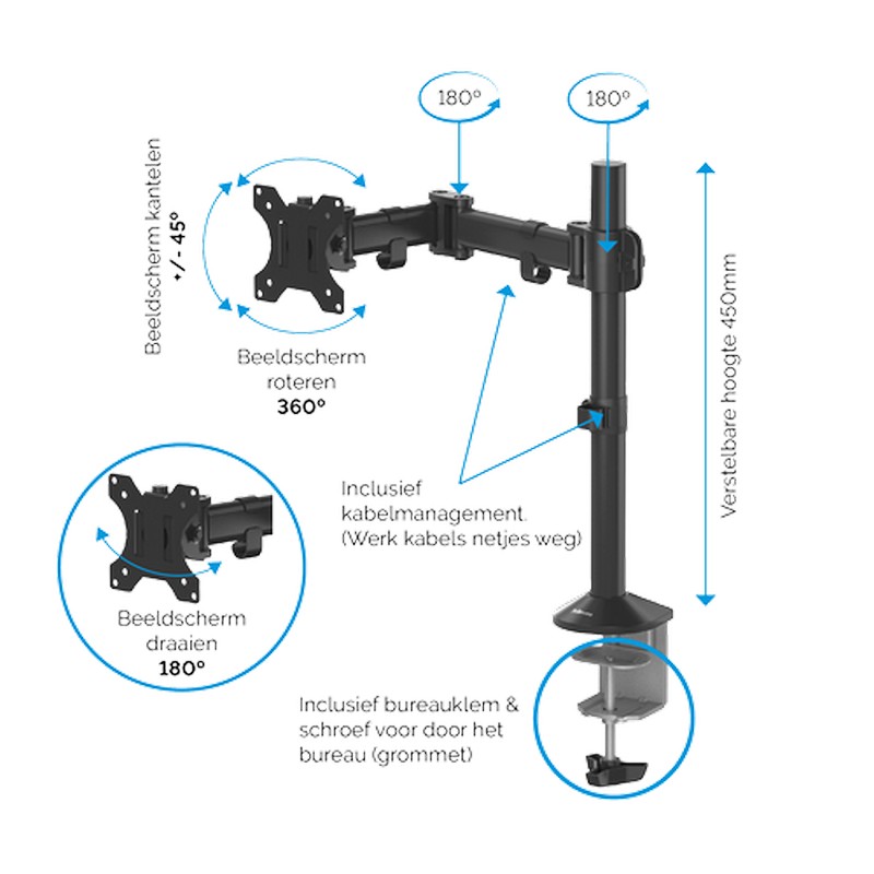 BRAZO FELLOWES 8502501 MONITOR INDIVIDUAL REFLEX SERIES TM NEGRO