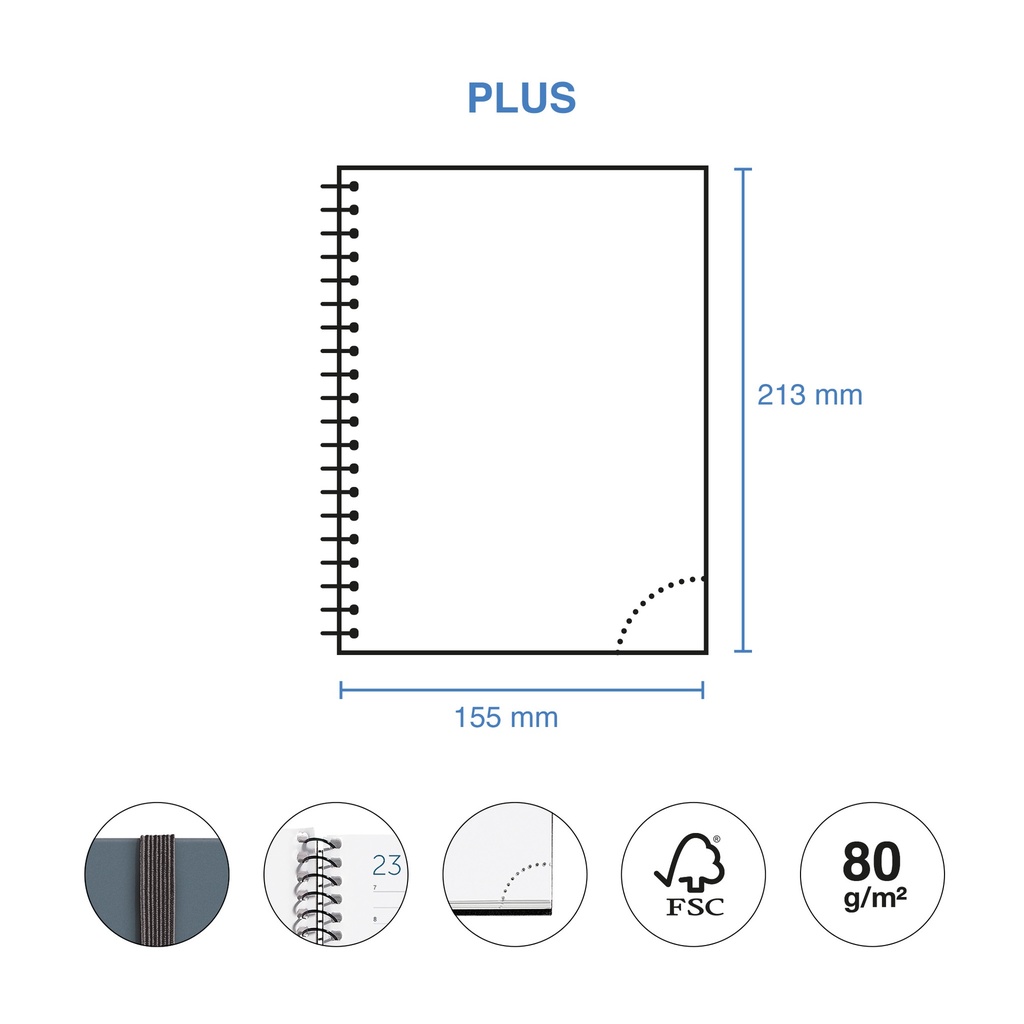 AGENDA MR34450 ESPIRALPLUS S/V-CAT CALM GRAFITO 25