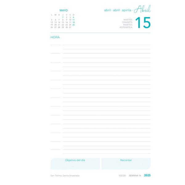 AGENDA GRAFO 70307053 25 D/P 15X21 LISO ROSA PASTEL