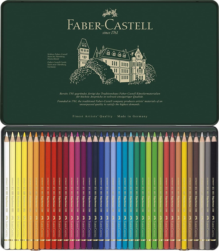 LAPICES COLORES FABER-CASTELL 110036 POLYCHROMOS ESTUCHE DE METAL DE 36 PIEZAS