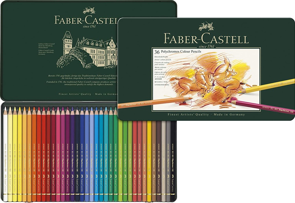 LAPICES COLORES FABER-CASTELL 110036 POLYCHROMOS ESTUCHE DE METAL DE 36 PIEZAS