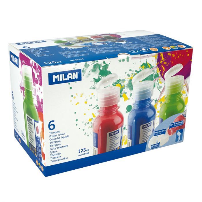 TÉMPERA MILAN 03406 125ML 6 COLORES SURTIDOS CON PINCEL