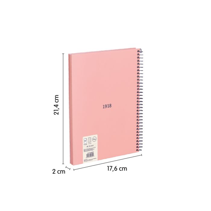 CUADERNO MILAN 57153E80SNCP TAPA DURA A5 CON ESPIRAL 80 H. PAPEL CUADRICULA DE 95 GR. COLECCION 430 SINCE 1918 ROSA