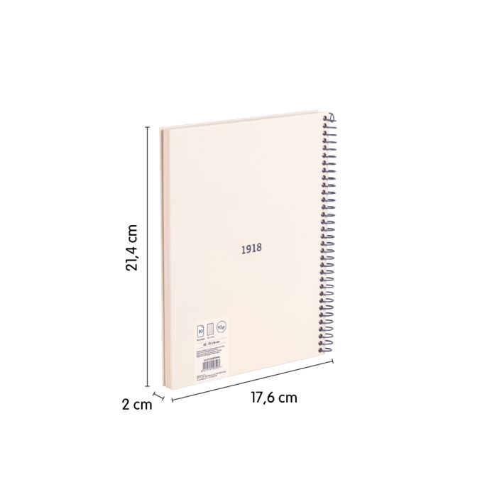 CUADERNO MILAN 57153E80SNCBG TAPA DURA A5 CON ESPIRAL 80 H. PAPEL CUADRICULA DE 95 GR. COLECCION 430 SINCE 1918 BEIGE