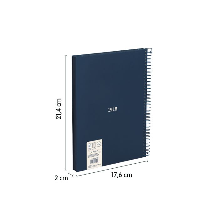 CUADERNO MILAN 57153E80SNCB TAPA DURA A5 CON ESPIRAL 80 H. PAPEL CUADRICULA DE 95 GR. COLECCION 430 SINCE 1918 AZUL