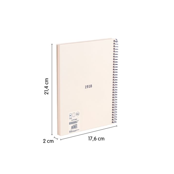 CUADERNO MILAN 57151E80BG TAPA DURA A5 CON ESPIRAL 80 H. PAPEL BLANCO DE 95 GR. COLECCION 430 SINCE 1918 BEIGE