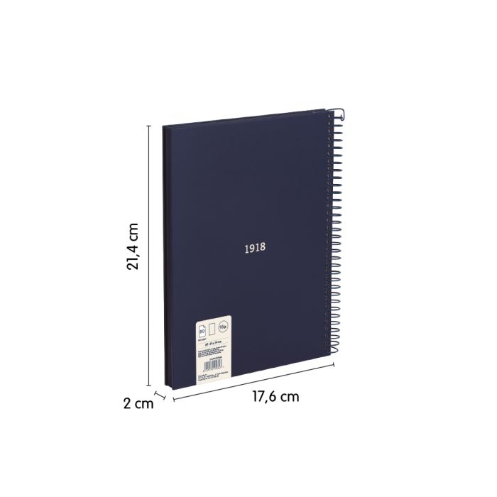 CUADERNO MILAN 57151E80B TAPA DURA A5 CON ESPIRAL 80 H. PAPEL BLANCO DE 95 GR. COLECCION 430 SINCE 1918 AZUL