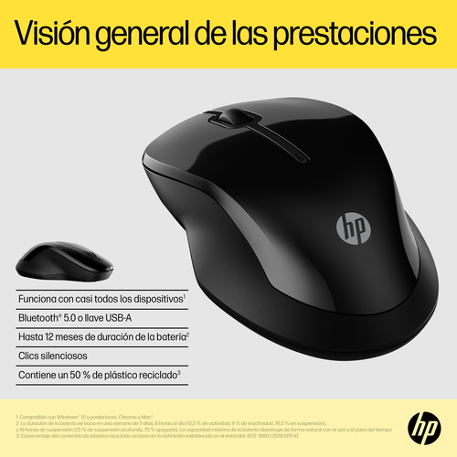 MOUSE HP 6V2J7AA INALAMBRICO 250 DUAL NEGRO