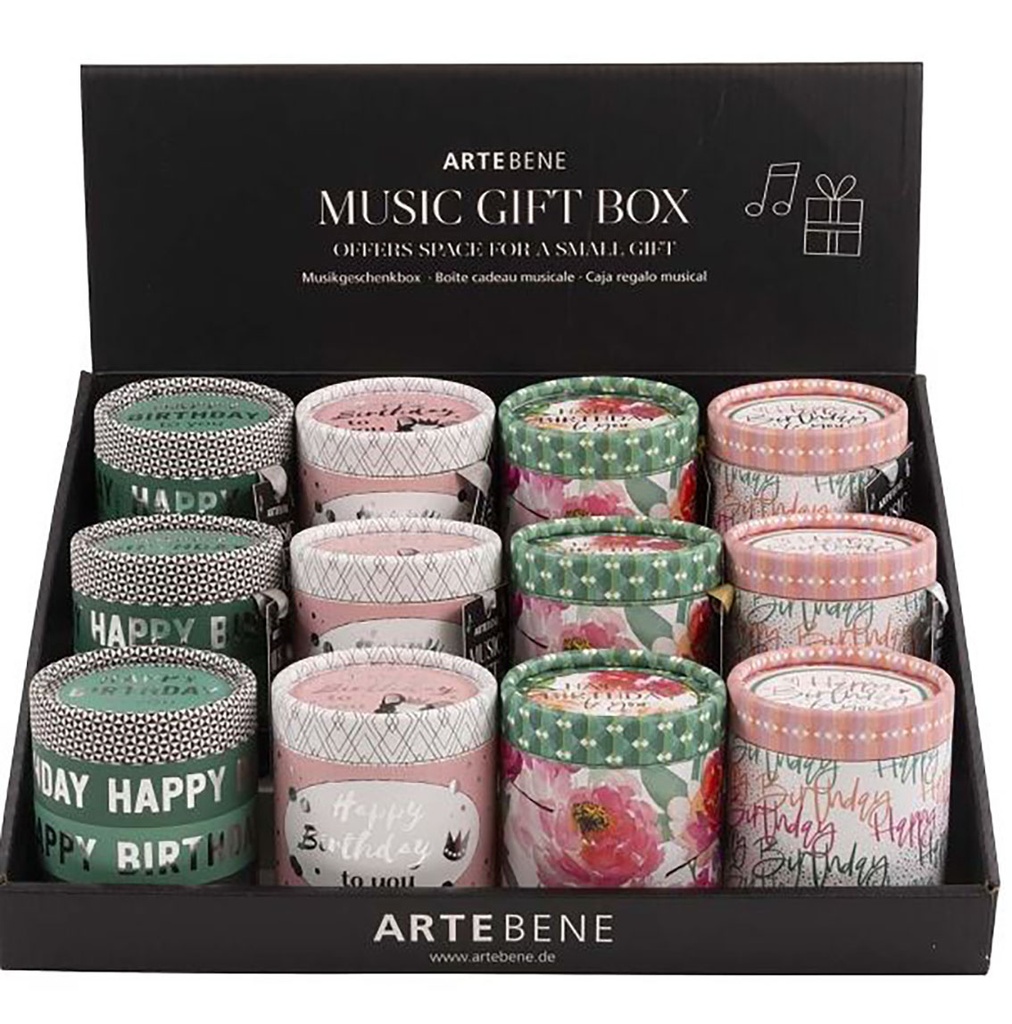 CAJA MúSICA ARTEBENE 210465 REDONDO 7,5X8.5 CM. VARIADOS