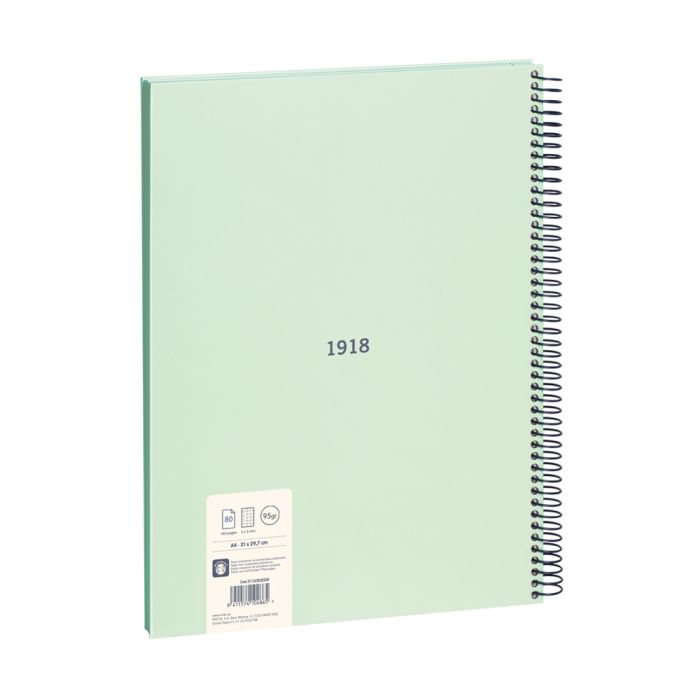 CUADERNO MILAN 57143E80GR ESPIRAL CUADRICULA A4 80 H. VERDE