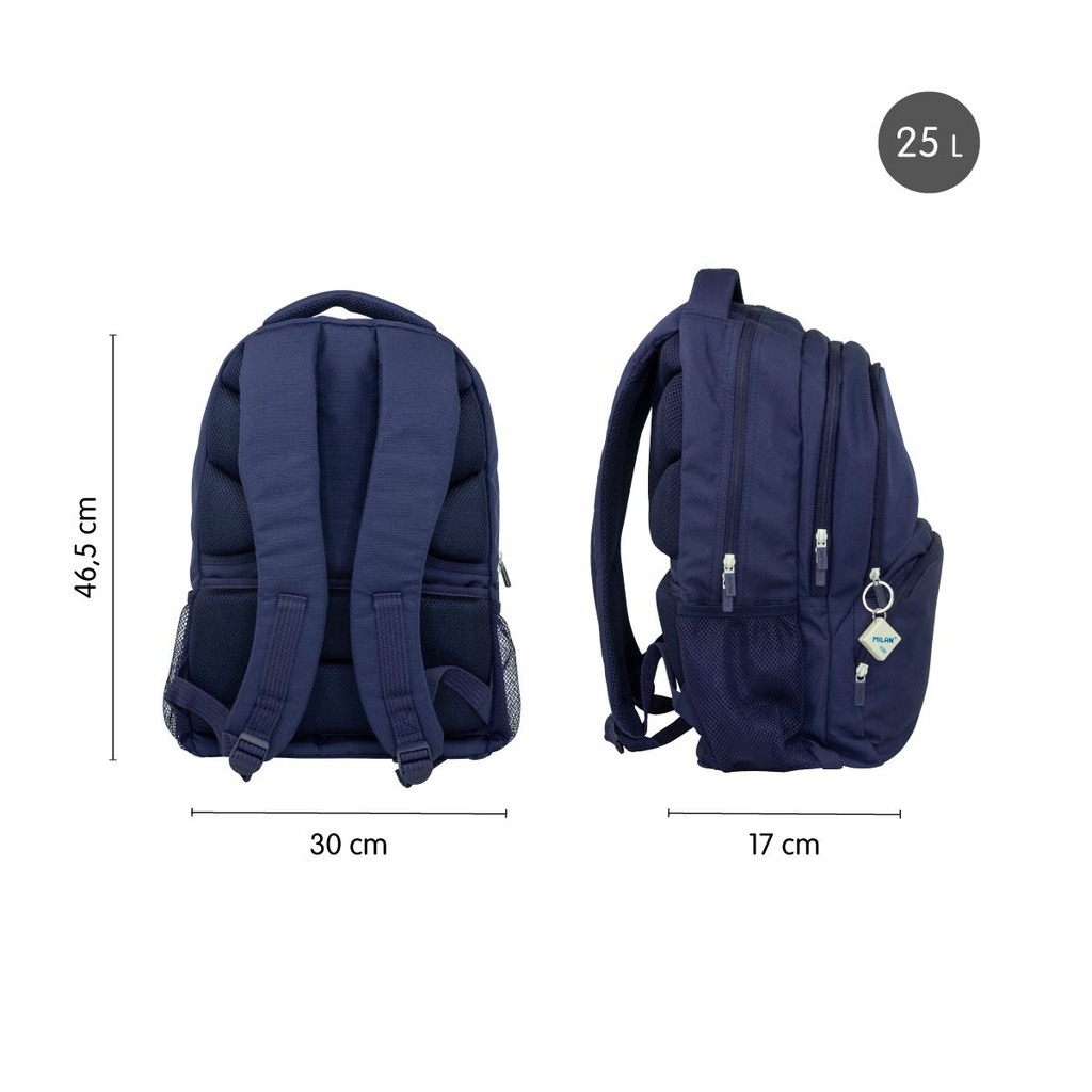 MOCHILA MILAN 624604SNCB ESCOL.CAPACIDAD .25L S.1918AZUL