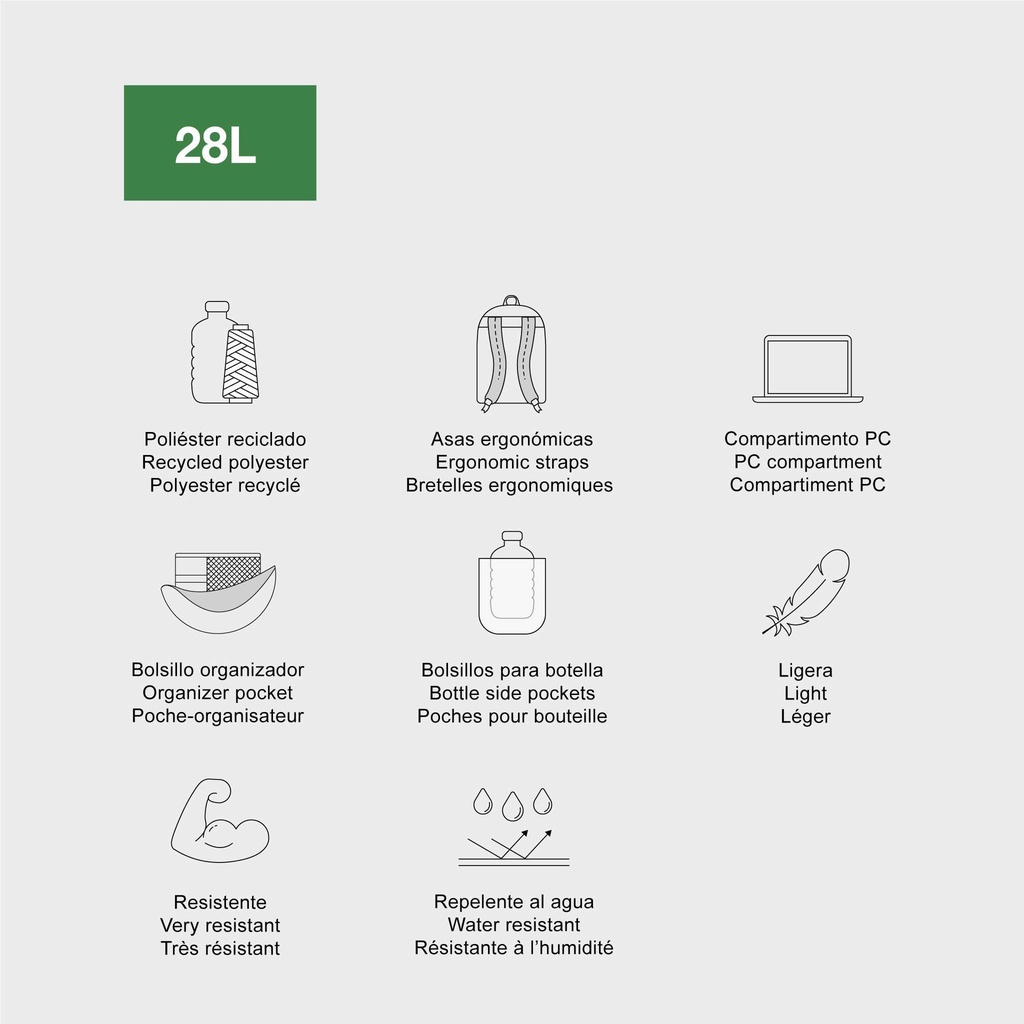 MOCHILA MR19331 TRIPLE AMSTERDAM RECI. RIDER GREEN