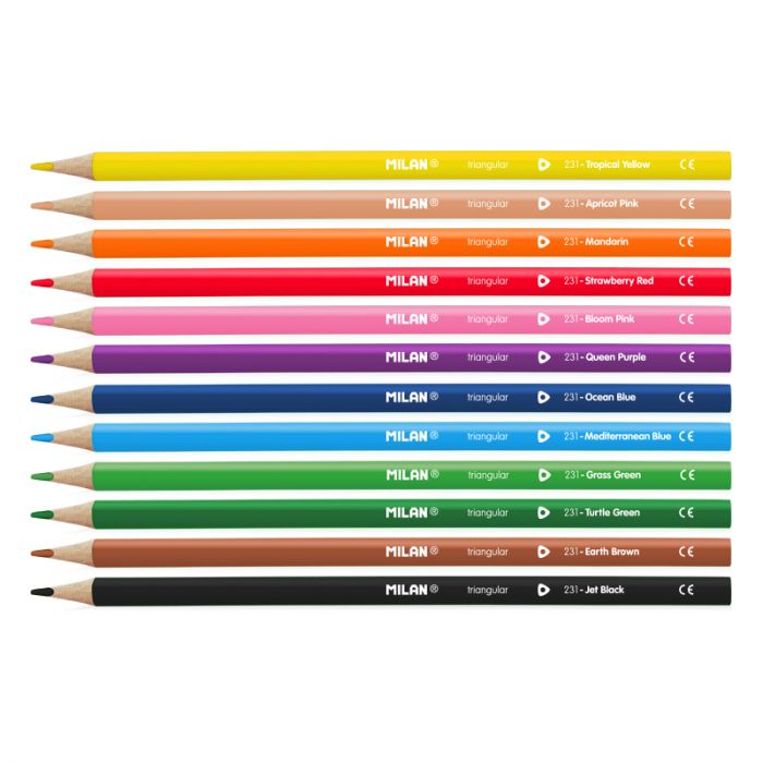 LAPICES MILAN 0722312 COLORES  ERGO GRIP TRIANGULARES ESTUCHE 12 UNIDADES