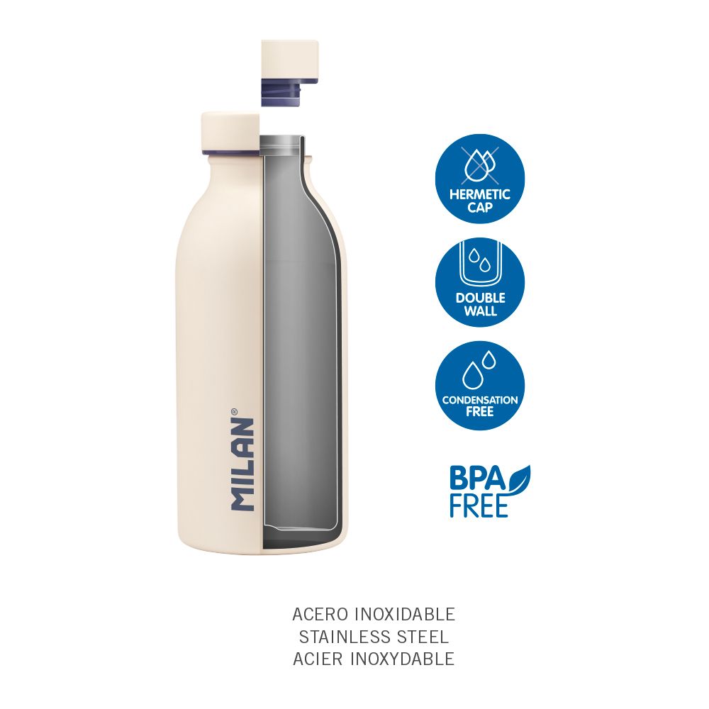 BOTELLA MILAN 643020ACDP ISOTÉRMICA ACERO INOXIDABLE 0.59 L. ACID ROSA