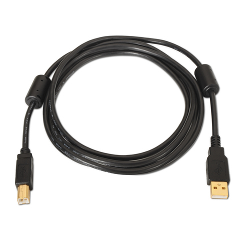 CABLE AISENS A101-0009 USB 2.0 IMPRESORA ALTA CALIDAD CON FERRITA, TIPO A/M-B/M, NEGRO, 2.0M