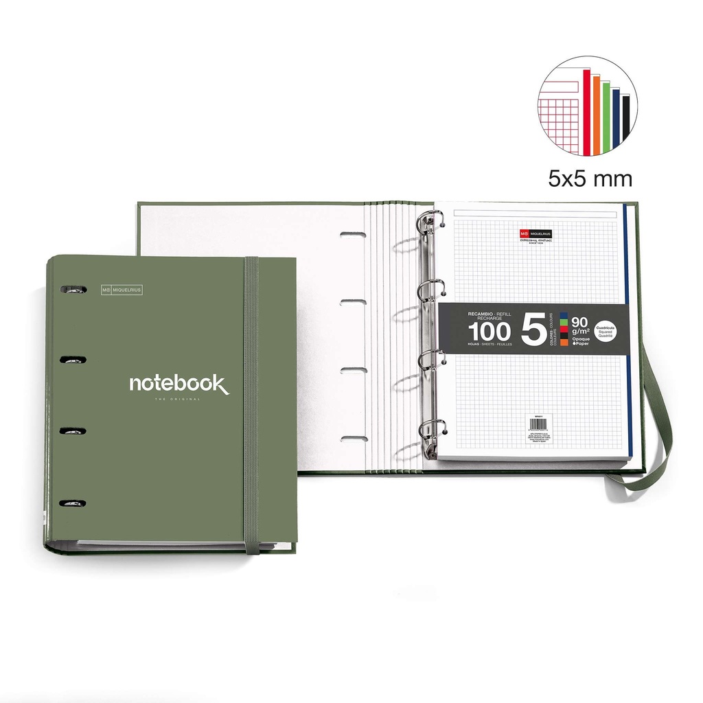 CARPEBLOC MR15099 CON RECAMBIO A4 4 ANILLAS EMOTIONS KAKI