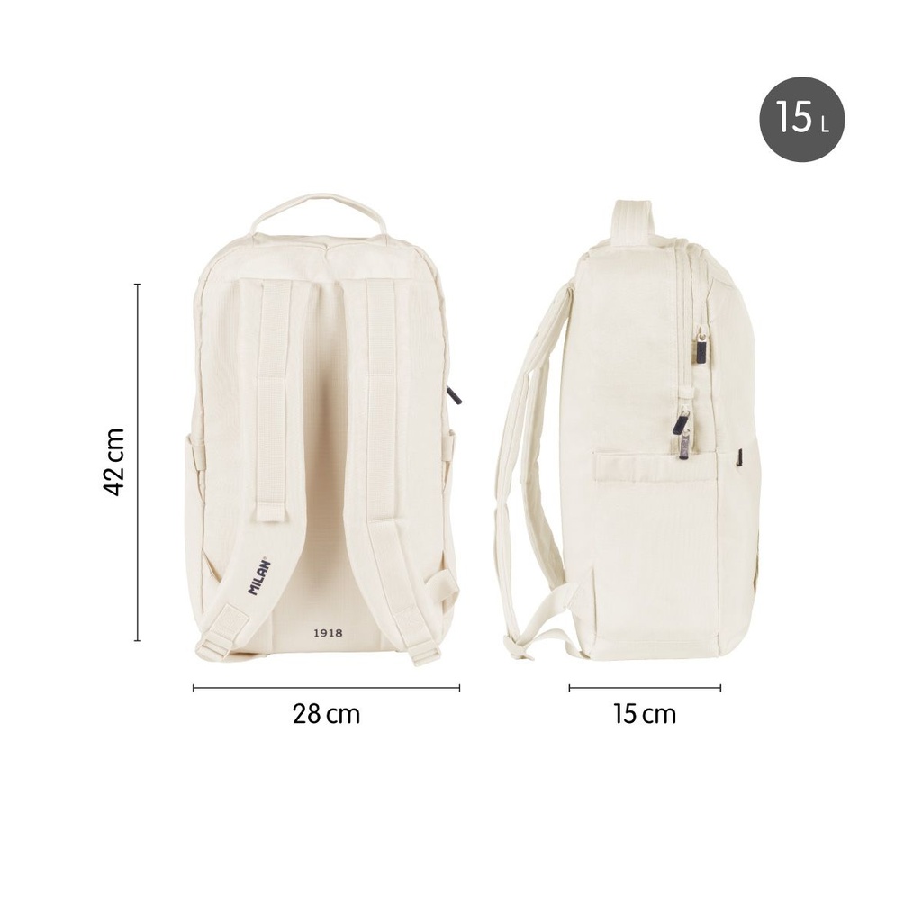 MOCHILA MILAN 624201SNCBG COLECCION 430 SINCE 1918 BEIGE CON CIERRE BLOQUEABLE