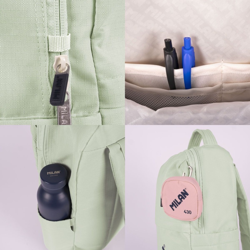 MOCHILA MILAN 624201SNCGR COLECCION 430 SINCE 1918 BEIGE CON CIERRE BLOQUEABLE