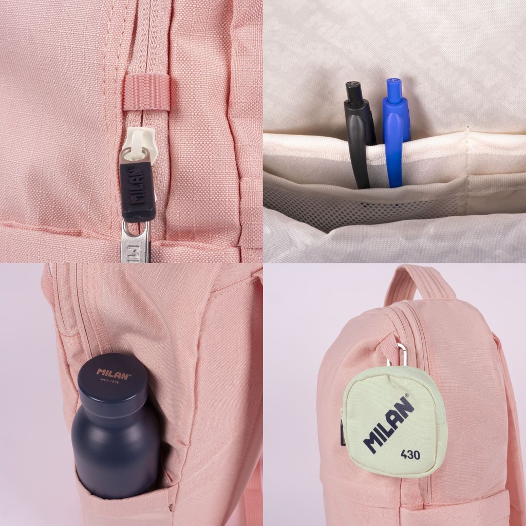 MOCHILA MILAN 624201SNCP COLECCION 430 SINCE 1918 BEIGE CON CIERRE BLOQUEABLE