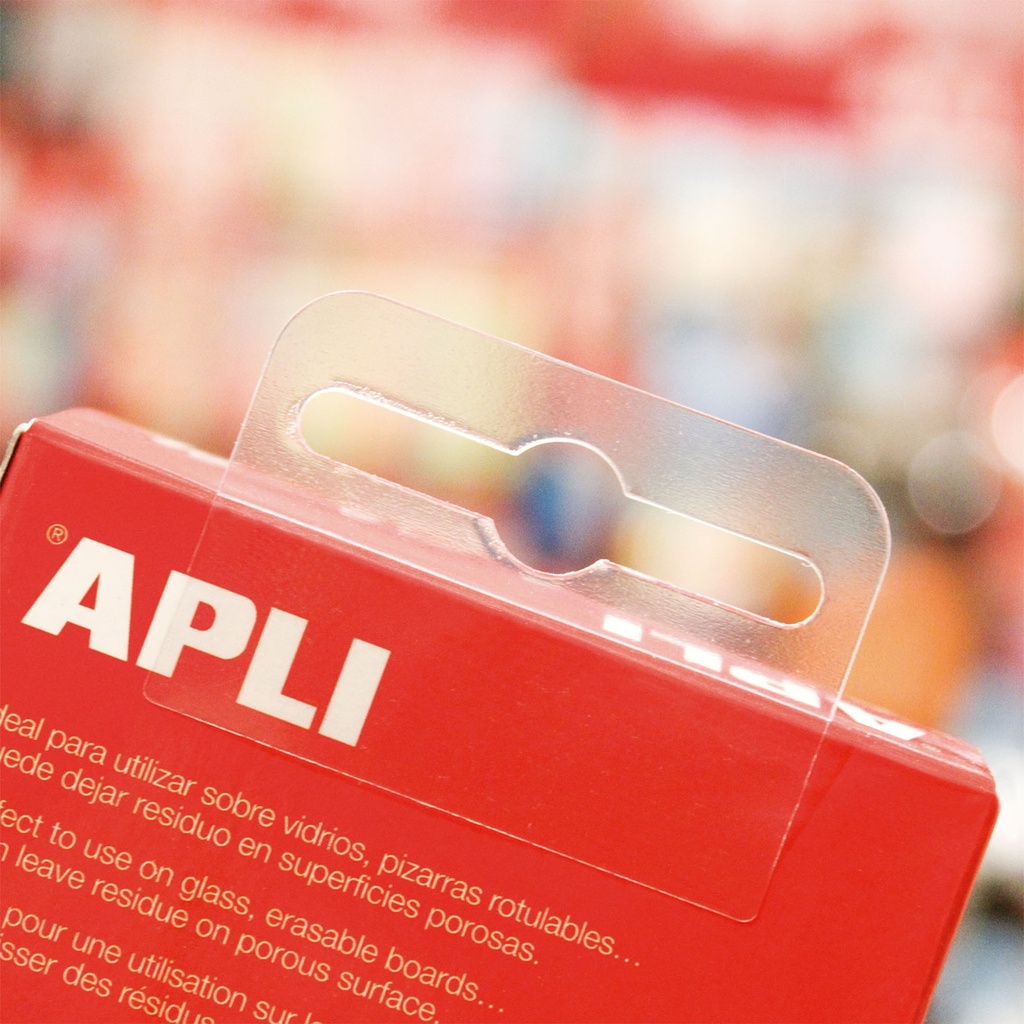 COLGADORES APLI 10586 30x48 AUTOADH. PLASTICO TRANSP. 100UN