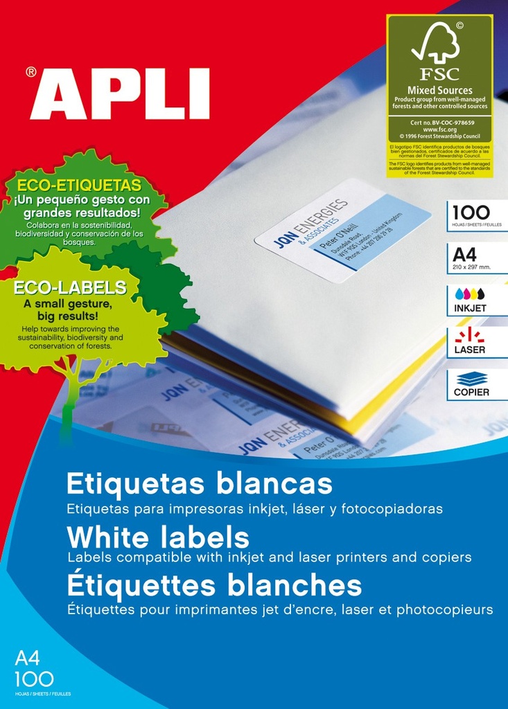 ETIQUETAS APLI 2409 64 X33,9 PERMANENTE