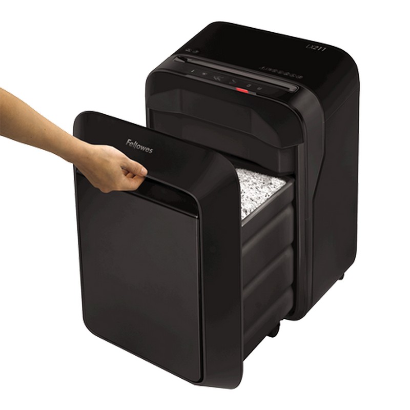 DESTRUCTORA FELLOWES 5050201 LX211 NEGRA (15h PARTIC.) Nv.seg.5- particula 2x12mm; ancho 200mm; dep.23L