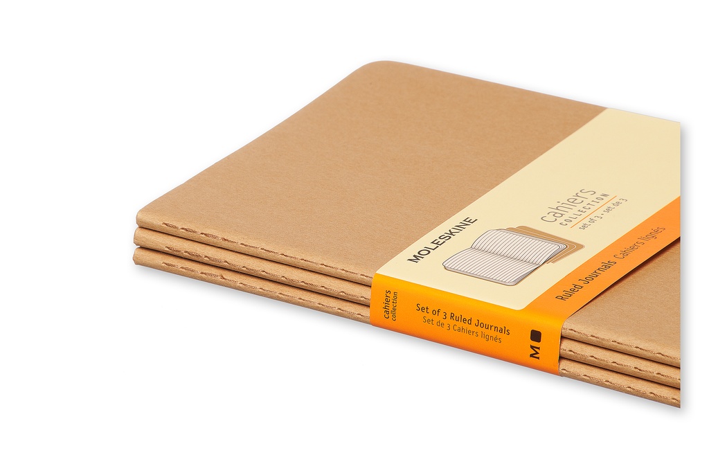 LIBRETAS MOLESKINE 0014104 QP416 CAHIER MARRÓN KRAFT L RAYAS (SET DE 3)