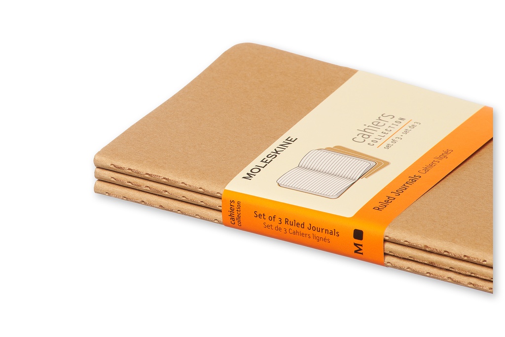 LIBRETAS MOLESKINE 0014004 QP411 CAHIER MARRÓN KRAFT POCKET 9X14 CM.RAYAS (SET DE 3)