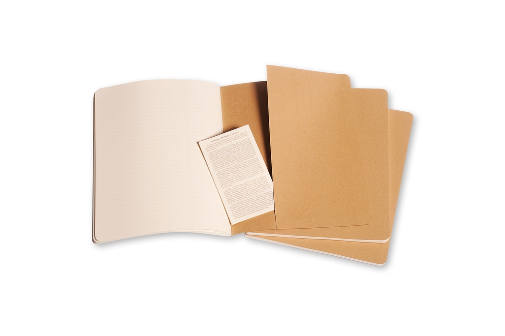 LIBRETAS MOLESKINE 0014204 QP421 CAHIER MARRON KRAFT XL 19X24 CM.RAYAS (SET DE3)