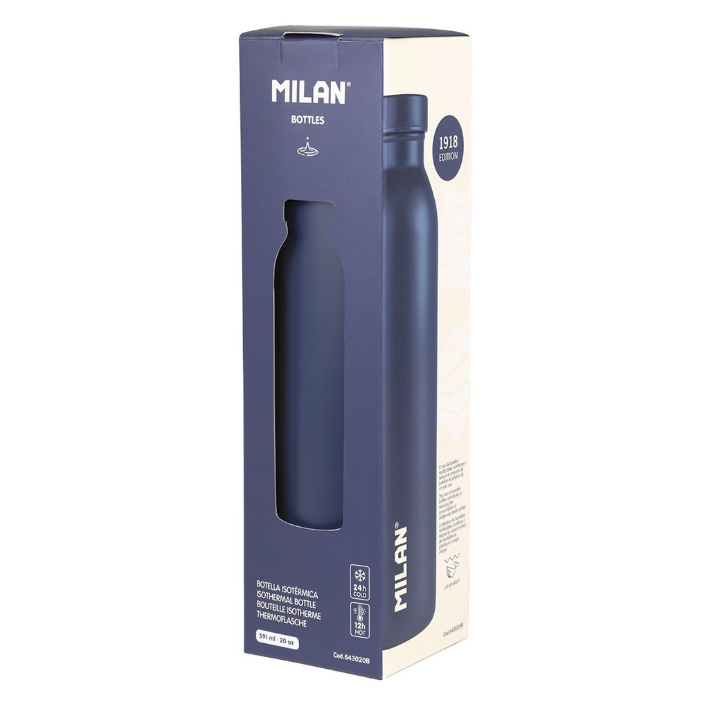 BOTELLA MILAN 643020B ISOTERM. ACERO INOX 591 ml. AZUL