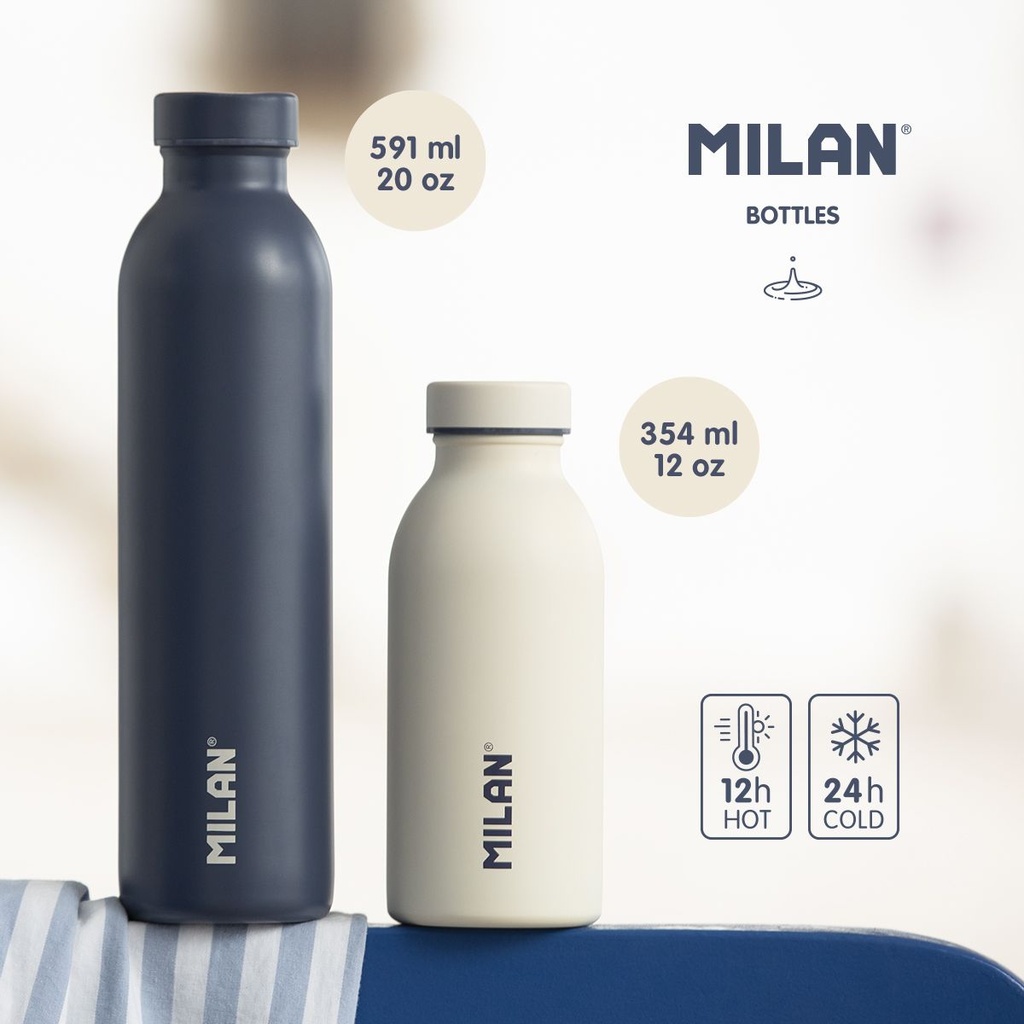 BOTELLA MILAN 643020B ISOTERM. ACERO INOX 591 ml. AZUL