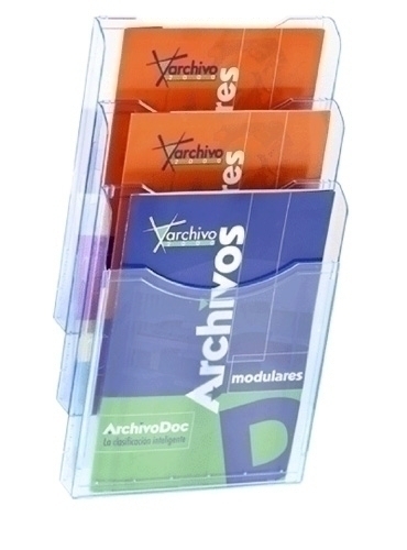 SOPORTE MURAL 6123AZTP DE 3 BANDEJAS A4 ARCHIPLAY AZUL TRANSP.